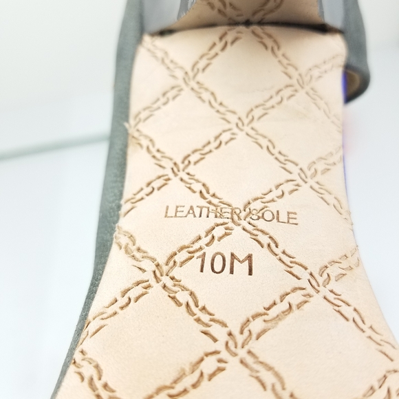 L.A.M.B. open-toe gray and blue suede heels sz 10 - Picture 4 of 8